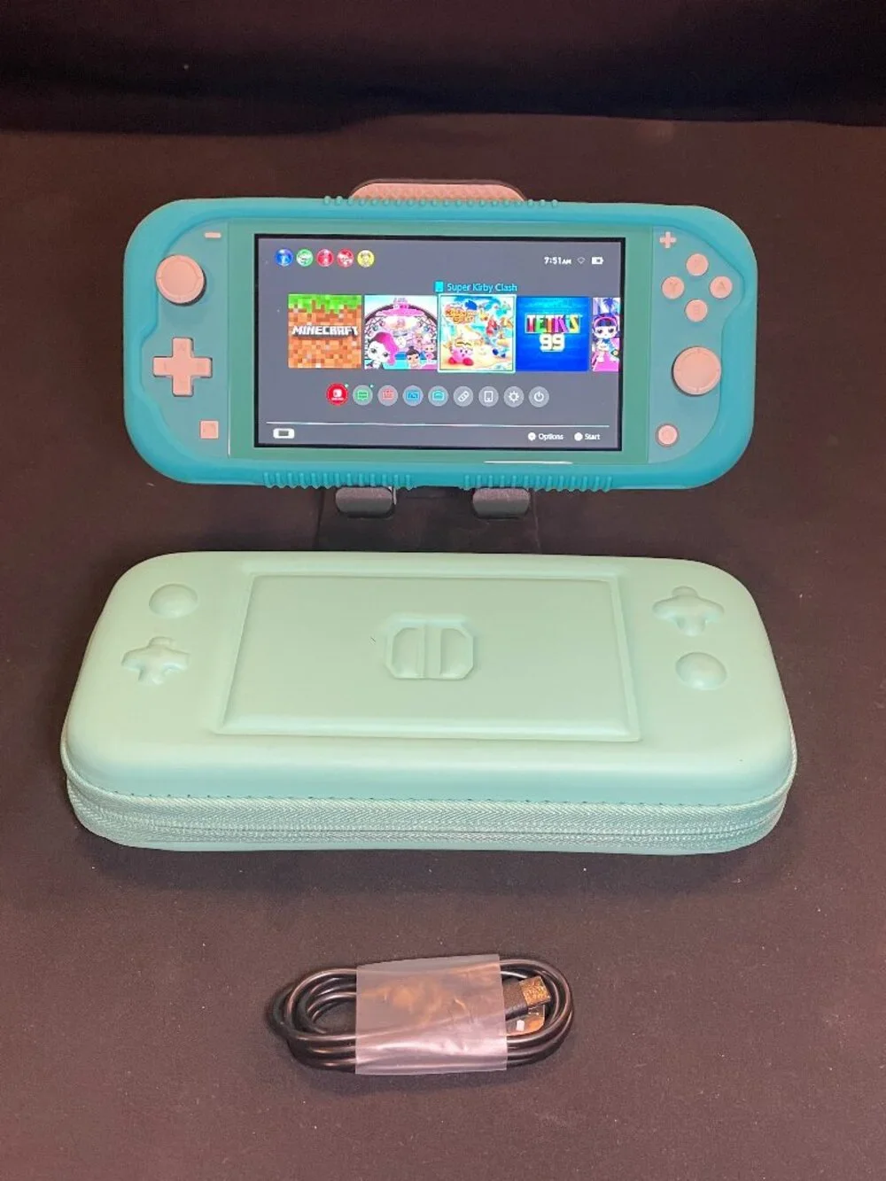 Nintendo Switch Lite Blue With Grip Case And Accessories
